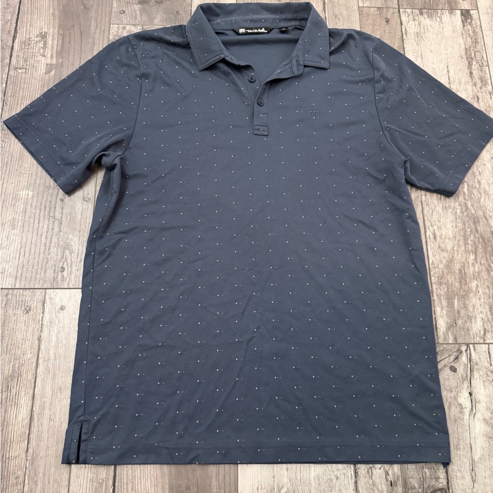 Travis Mathew Golf Polo Shirt Mens Blue  Performance Large Line Of Play